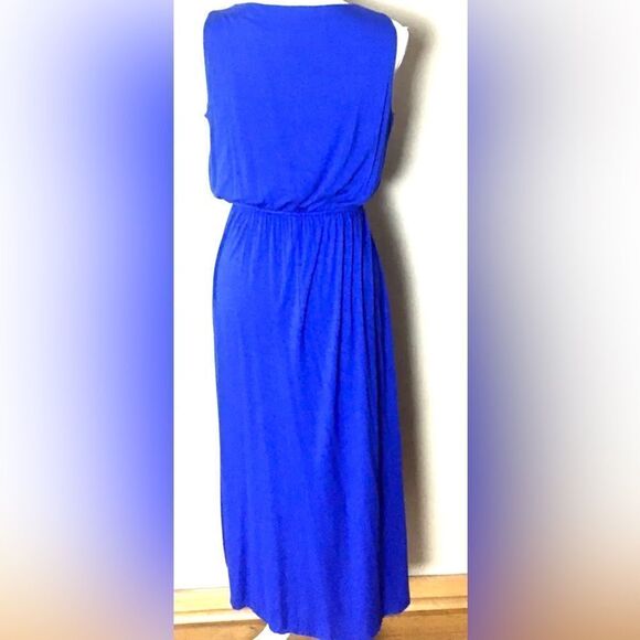 AB Studio Sleeveless Beaded Neck Blue Maxi Dress Women Size Small - Picture 2 of 4